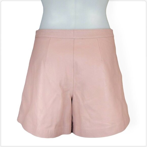 Rebecca Minkoff Mina Pink 100% Leather Lambskin Hydrangea Shorts New NWT Size 0 - Picture 6 of 8